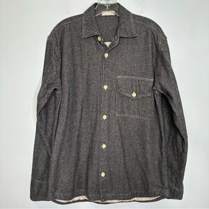 CP Shades Men’s Buttoned Cotton Lined Herringbone Shirt Jacket Shacket Size M